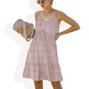 Pink Large Sleeveless Button Front Midi Dress with Adjustable Straps