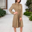  Long Sleeve Collared Button-Down Midi Dress with Elastic Waist