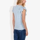 Gray Medium Round Neck Ruffle Detail Short Sleeve Layering Long T-Shirt Casual Top