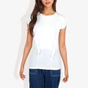 White Large Round Neck Ruffle Detail Short Sleeve Layering Long T-Shirt Casual Top