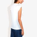 White Large Round Neck Ruffle Detail Short Sleeve Layering Long T-Shirt Casual Top