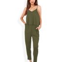  Spaghetti Strap Jumpsuit with Layered Bodice and Elastic Waist with Side Pockets