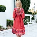 Red Large Mixed Print Asymmetrical Hem Dress