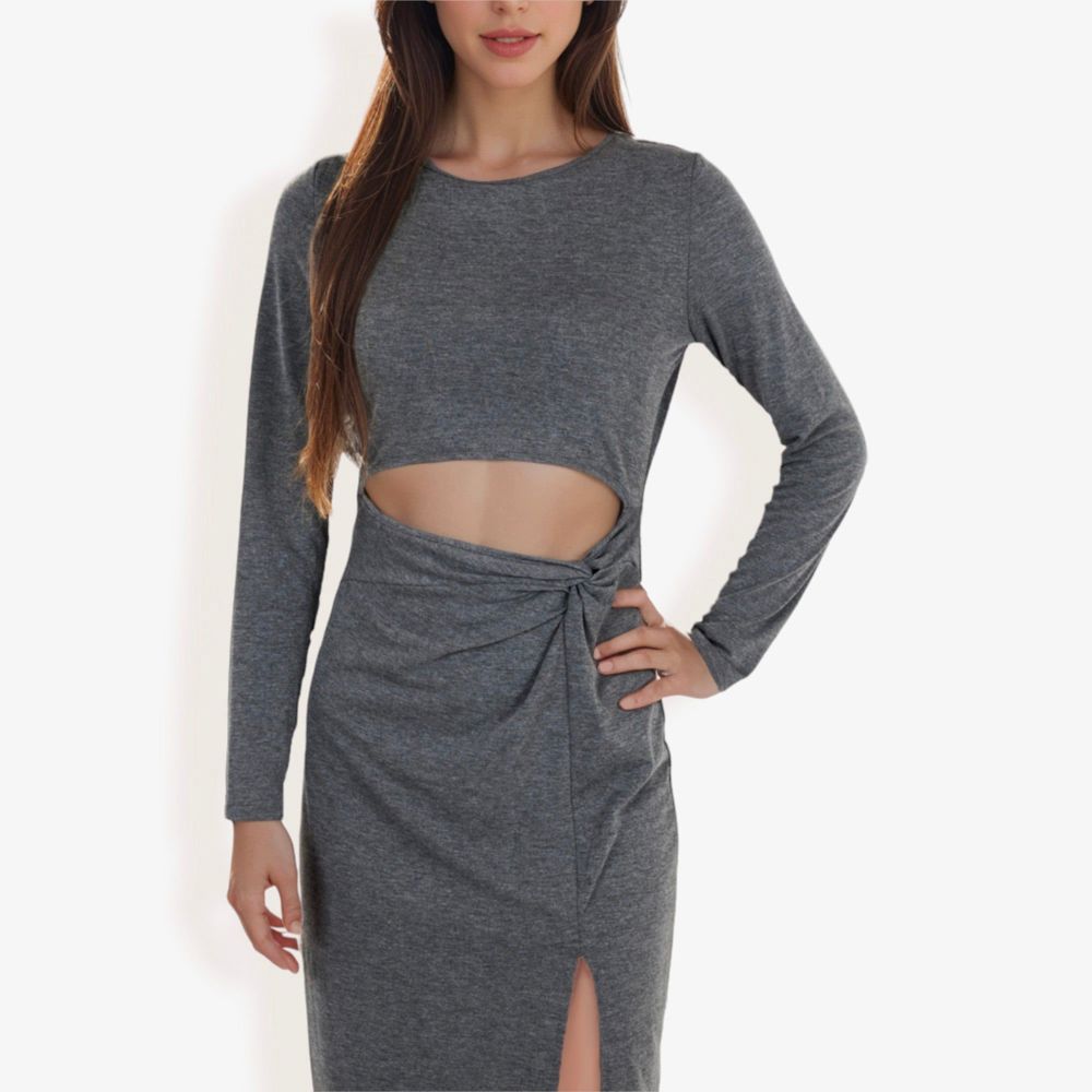 Long Sleeve Cut-Out Bodycon Midi Dress