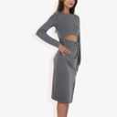 Gray Large Long Sleeve Cut-Out Bodycon Midi Dress