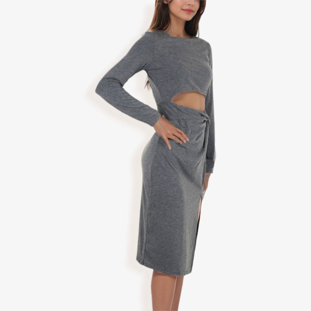 Long Sleeve Cut-Out Bodycon Midi Dress