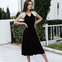 Black Large Tie Neck Lace Sleeve Dress