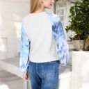 White Large Tie-Dye Sleeve Wrap Top with V-Neck and Waffle Knit Texture