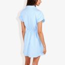  Short Sleeve Striped Shirt Dress with Button Front and Elastic Waist Casual Summer Dress