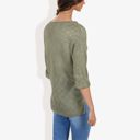  Lightweight Long Sleeve Knit Top with Notch Neck and Rolled Cuffs