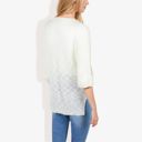 White Large Lightweight Long Sleeve Knit Top with Notch Neck and Rolled Cuffs