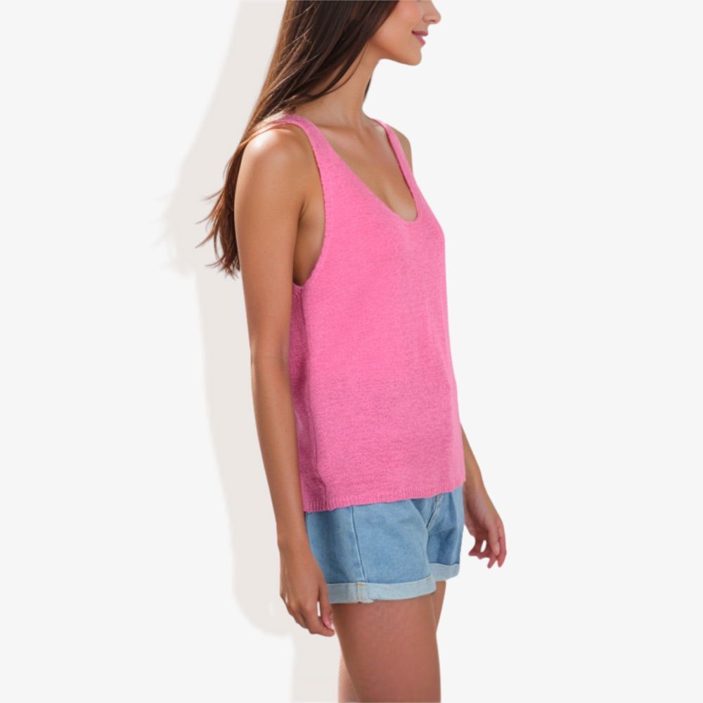 Sleeveless Knit Tank Top with Scoop Neck