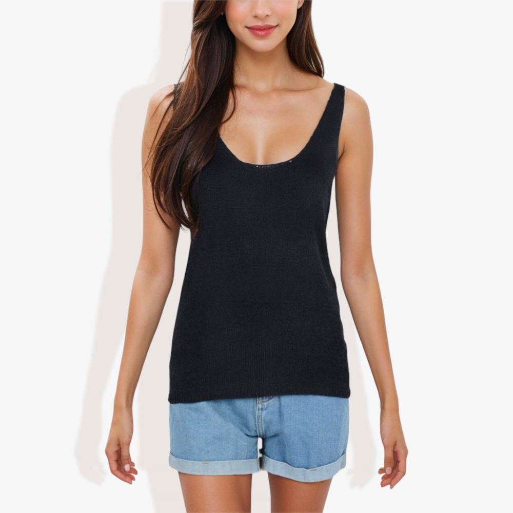 Sleeveless Knit Tank Top with Scoop Neck