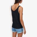 Black Large Sleeveless Knit Tank Top with Scoop Neck