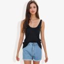 Black Small Sleeveless Knit Tank Top with Scoop Neck