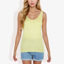 Green Large Sleeveless Knit Tank Top with Scoop Neck