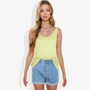 Green Medium Sleeveless Knit Tank Top with Scoop Neck