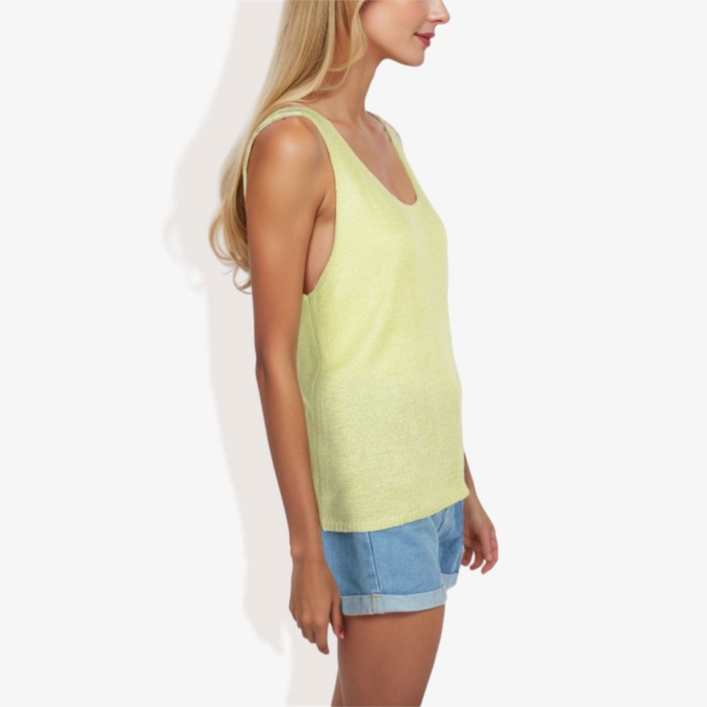 Sleeveless Knit Tank Top with Scoop Neck