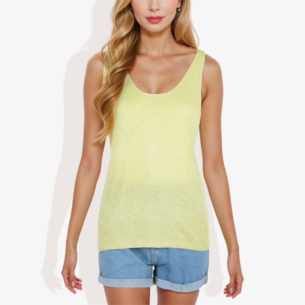 Sleeveless Knit Tank Top with Scoop Neck