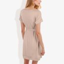 Beige Large Short Sleeve Casual Dress with Waist Tie Comfortable and Versatile Design Perfect for Everyday Wear