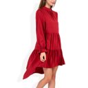  High Neck Tiered Swing Dress with Long Sleeves