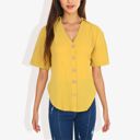  Short Sleeve Button Down Shirt with V-Neckline