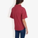 Red Large Short Sleeve Button Down Shirt with V-Neckline