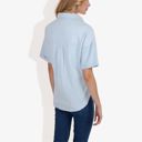 Blue Large Short Sleeve Button Down Shirt with V-Neckline