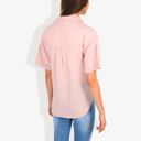 Pink Large Short Sleeve Button Down Shirt with V-Neckline