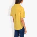 Yellow Large Short Sleeve Button Down Shirt with V-Neckline