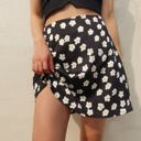 Black Large Floral Print Mini Skirt with High Waist and Stretchy Fit