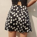 Black Medium Floral Print Mini Skirt with High Waist and Stretchy Fit