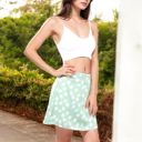 Green Large High-Waisted Floral Print Skirt with A-Line Silhouette