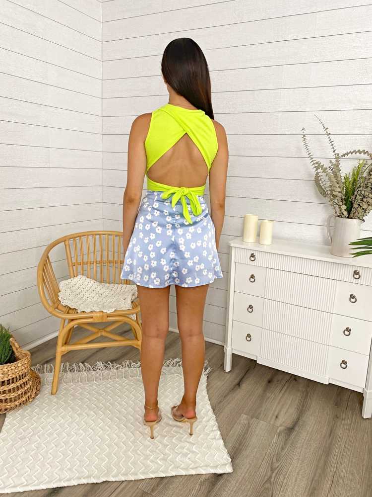 Floral Print Mini Skirt with High Waist and Stretchy Fit