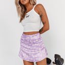 Purple Small Floral Print Mini Skirt with High Waist and Stretchy Fit