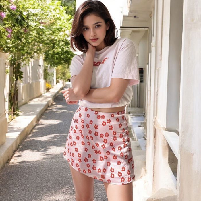 High-Waisted Floral Print Skirt with A-Line Silhouette