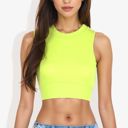  High Neck Open Back Ribbon Tie Cropped Tank