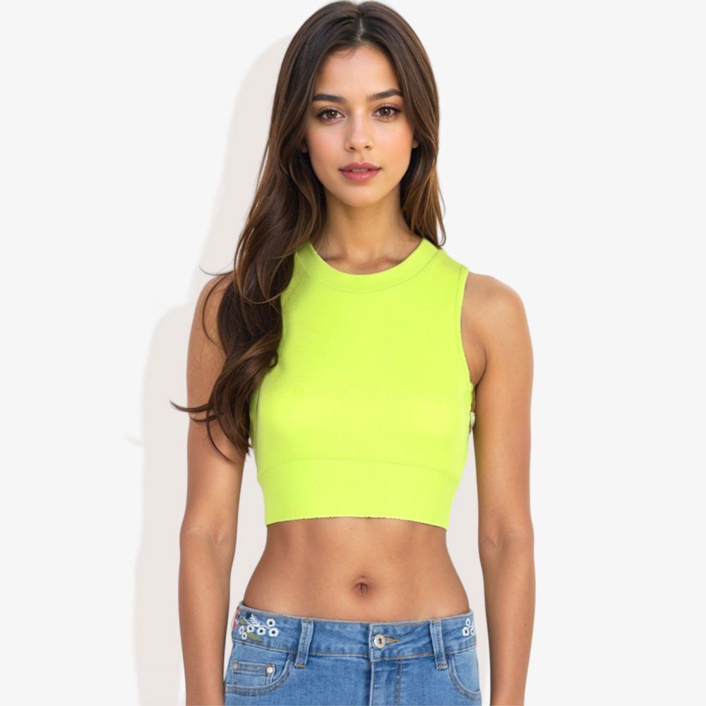 High Neck Open Back Ribbon Tie Cropped Tank