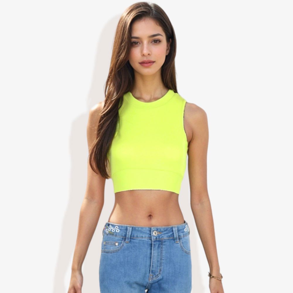 High Neck Open Back Ribbon Tie Cropped Tank