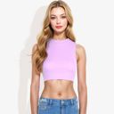 Purple Large High Neck Open Back Ribbon Tie Cropped Tank