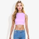 Purple Large High Neck Open Back Ribbon Tie Cropped Tank