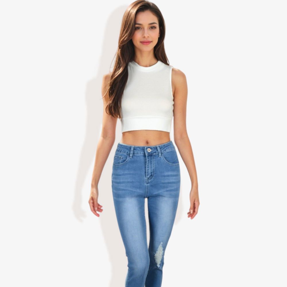 High Neck Open Back Ribbon Tie Cropped Tank