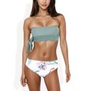  Strapless Tie Bikini Set with Floral High-Waist Bottoms