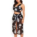  Plus Size Floral Bikini 3-Piece Set with Sheer Sarong Cover-Up