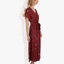 Pink Medium Short Sleeve V-Neck Leopard Print Maxi Dress with Waist Tie