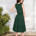 Green Small Sleeveless Tiered Babydoll Dress with Gathered Details