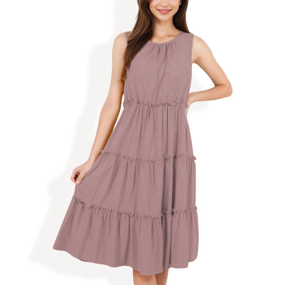 Sleeveless Tiered Babydoll Dress with Gathered Details