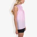 Pink Large Sleeveless Button-Down Top with Smocked Detail and Ruffle Trim Casual Summer Blouse