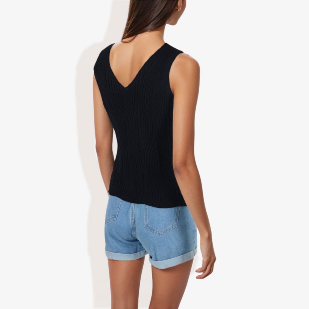 Sleeveless V-Neck Sweater Knit Tank Top