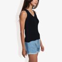 Black Large Sleeveless V-Neck Sweater Knit Tank Top